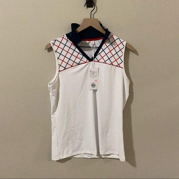 Lady Hagen Women's Windowpane Plaid Sleeveless Golf Polo - Picture 6 of 11